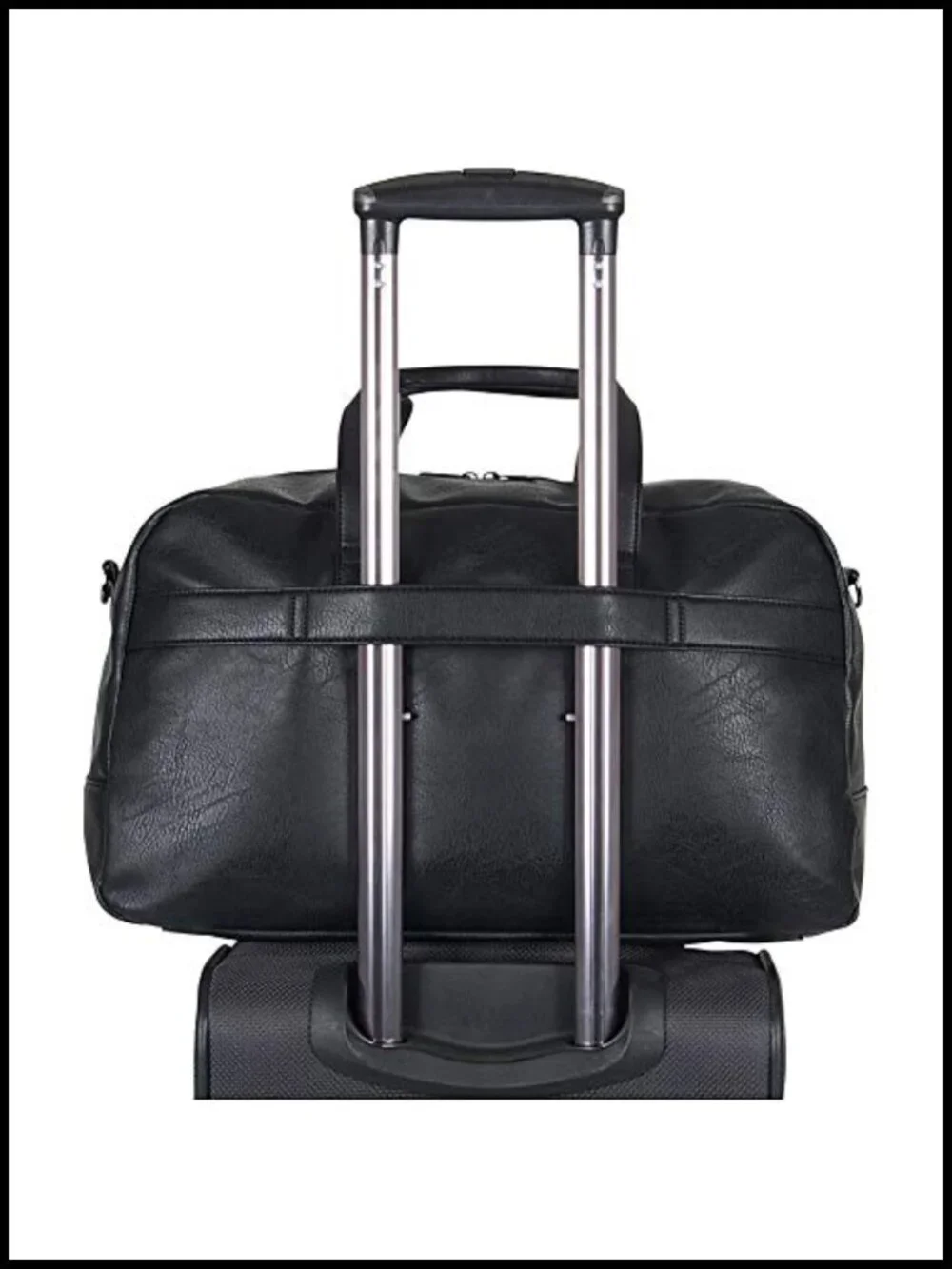 Vegan Leather Travel Duffel Bag with Shoulder Strap, Carry-On Luggage